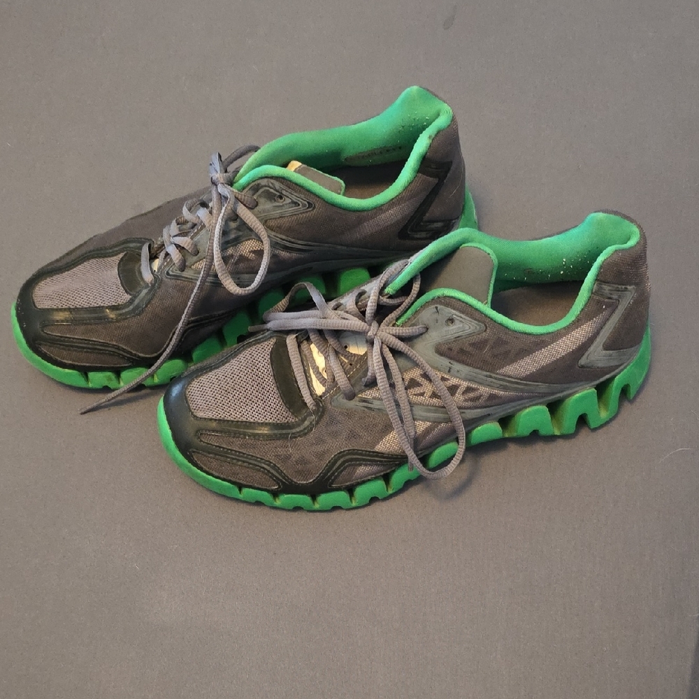 Gray and Green Athletic Sneakers
